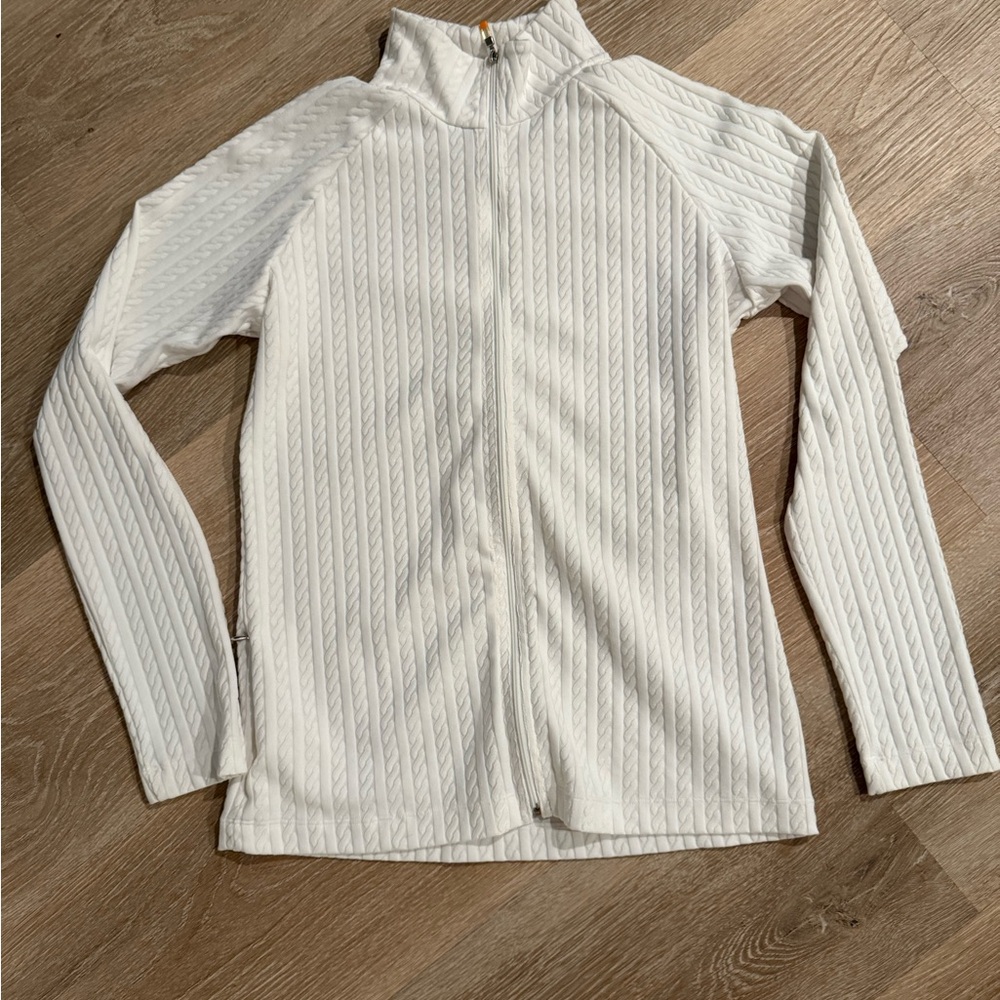 White Textured Full-Zip Jacket Lucy tech pullover